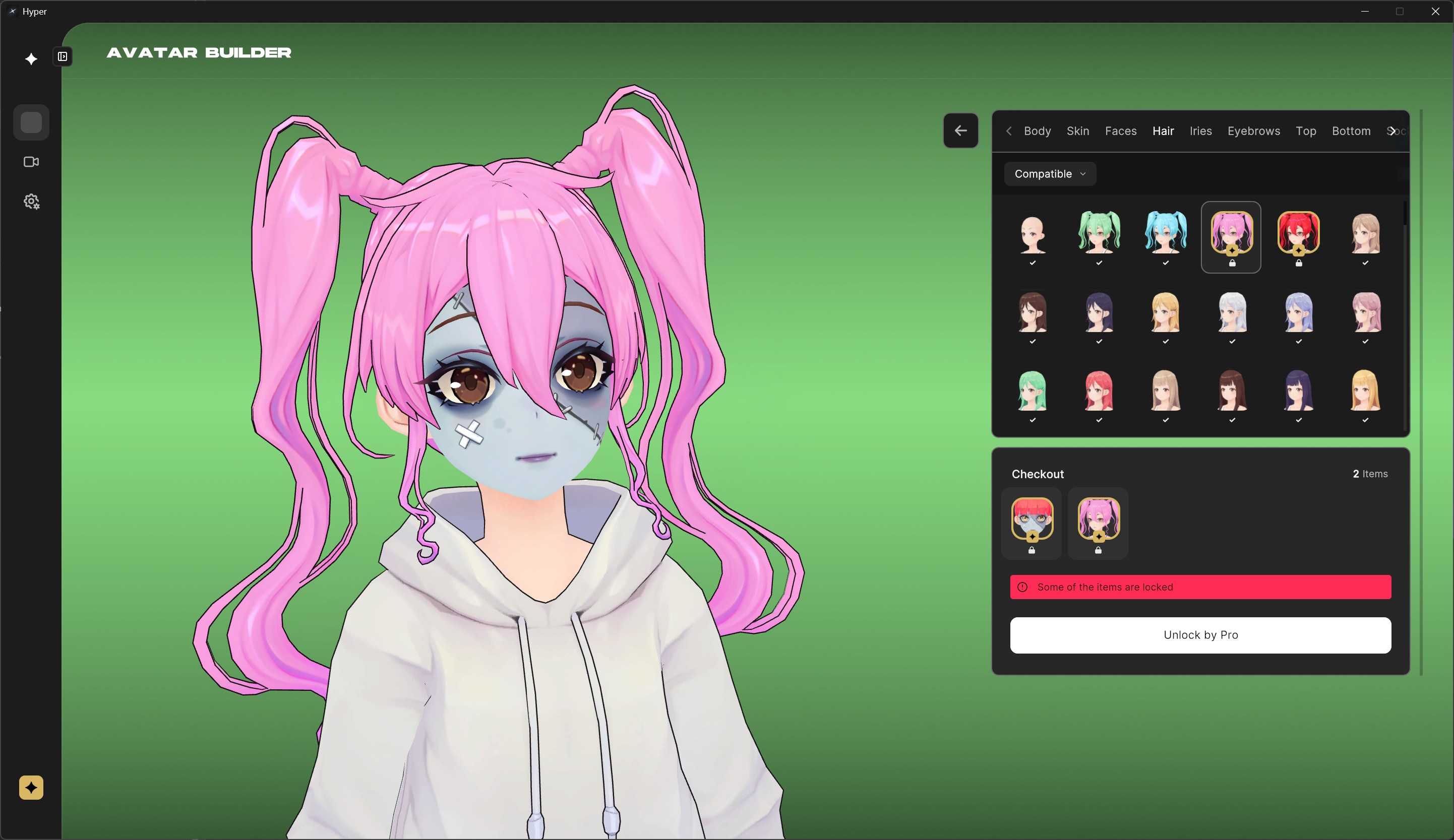 Screenshot of Warudo, a VTubing client app, used as market research