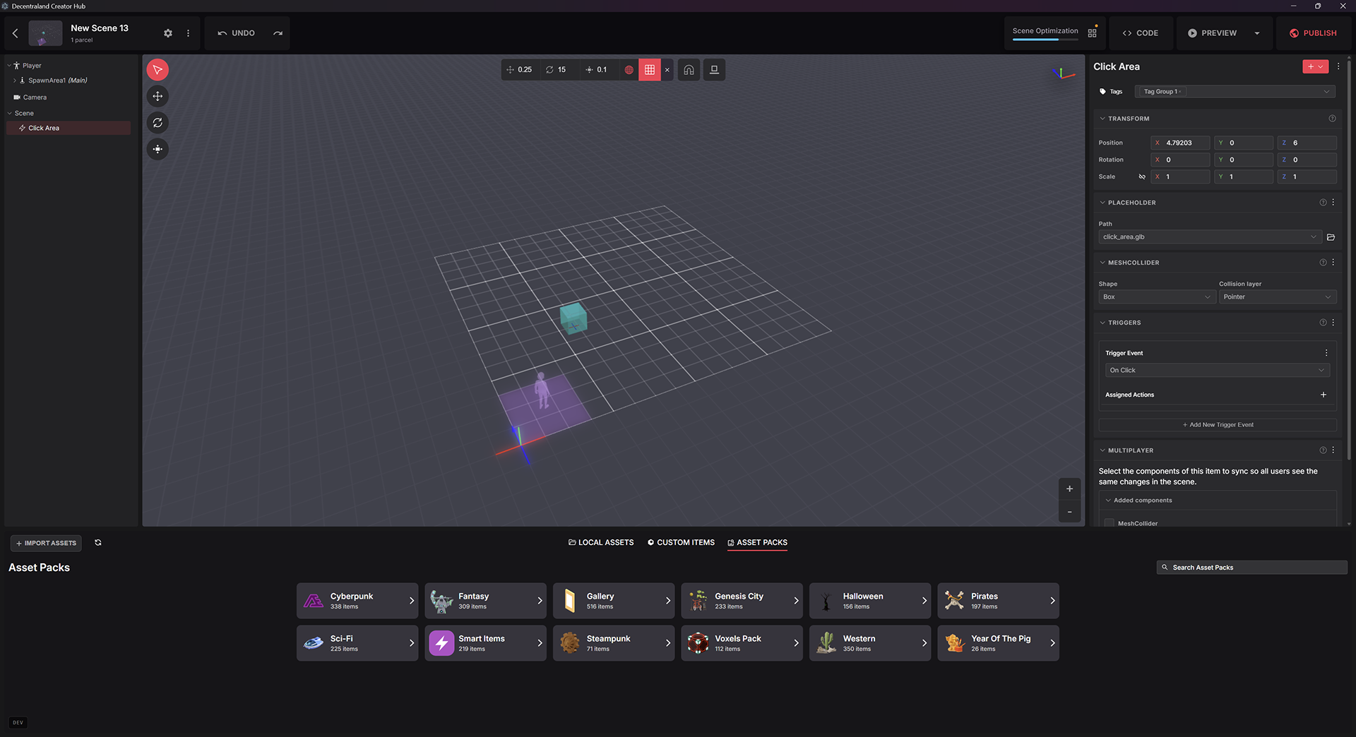 Creator Hub editor interface after AI-assisted improvements